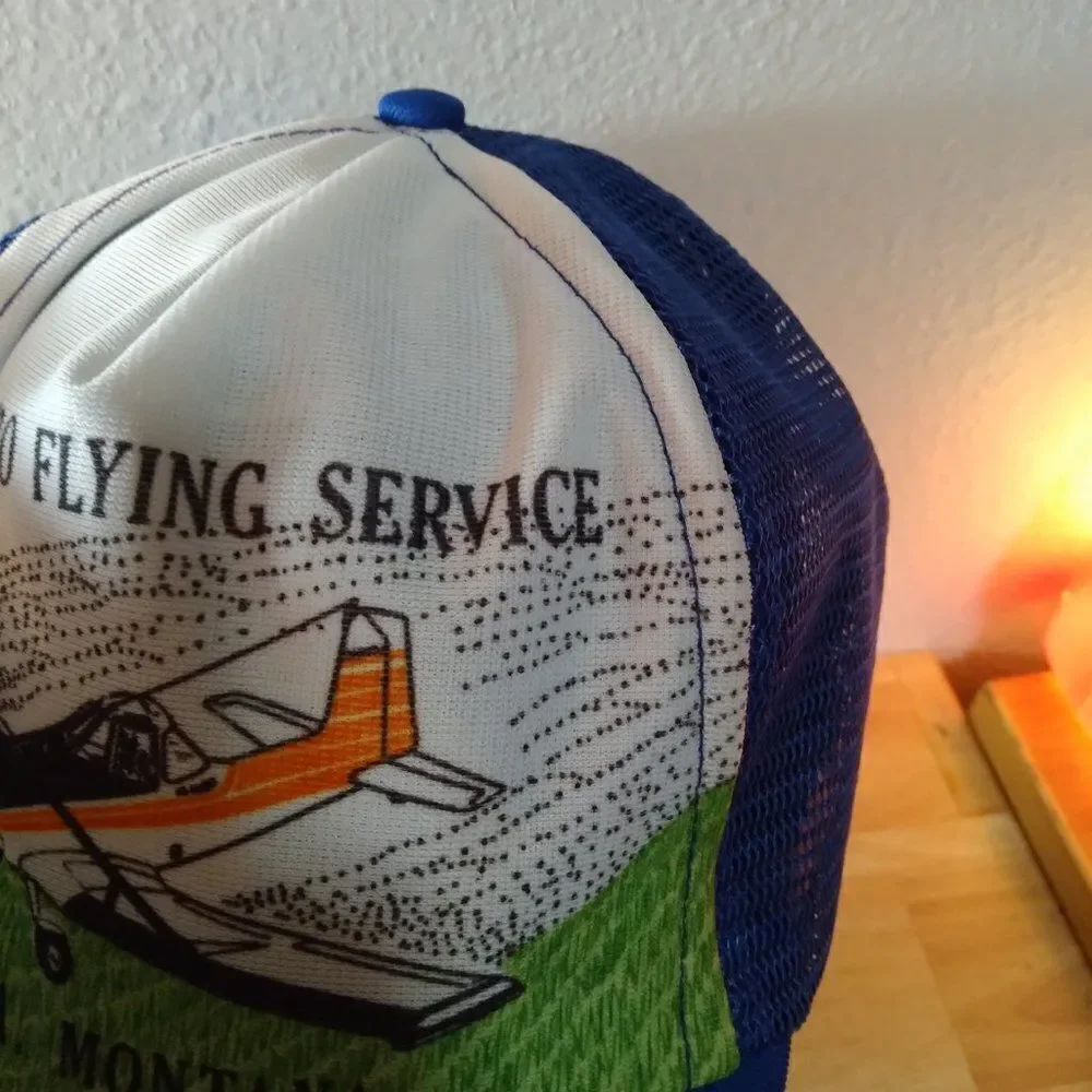 Vintage Russaero Flying Service Crop Dust Snap Back Trucker Hat